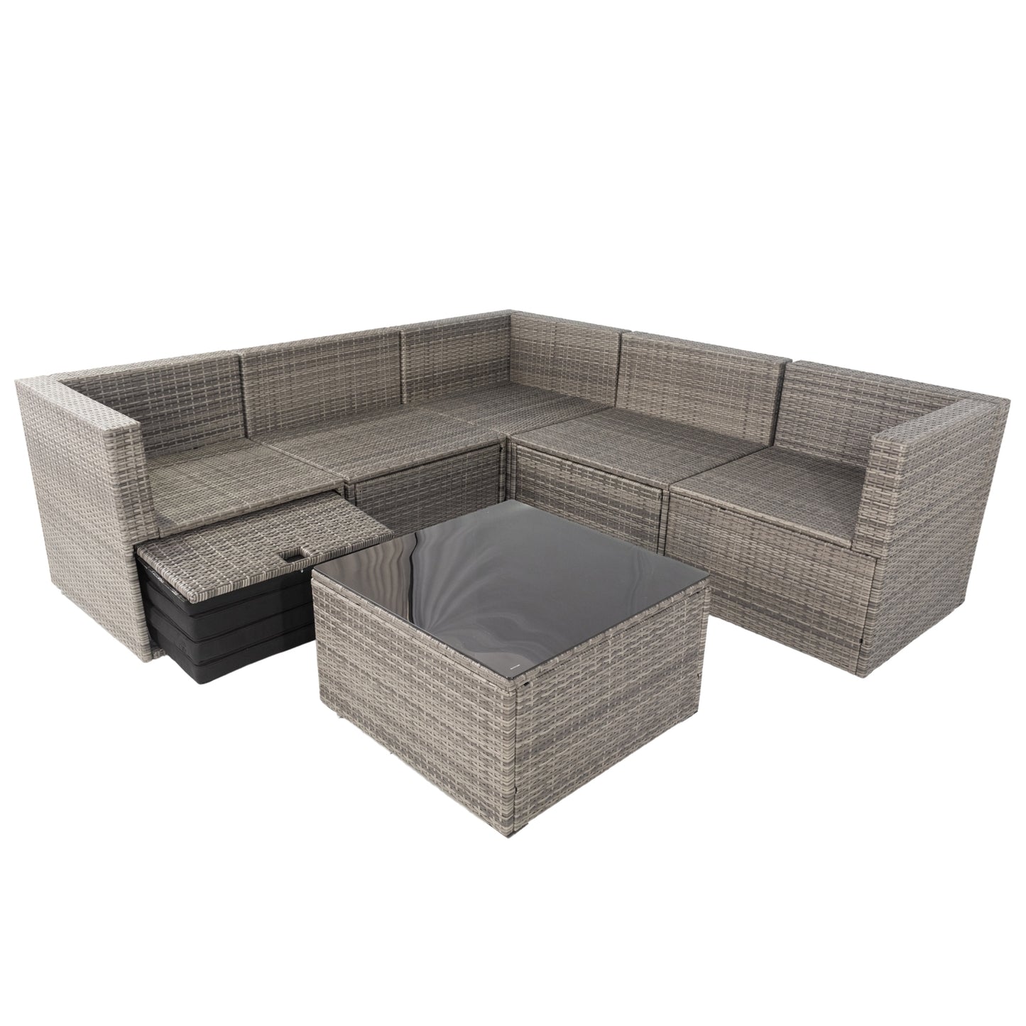 6pcs Rattan Sectional Outdoor Furniture Cushioned  Sofa Set