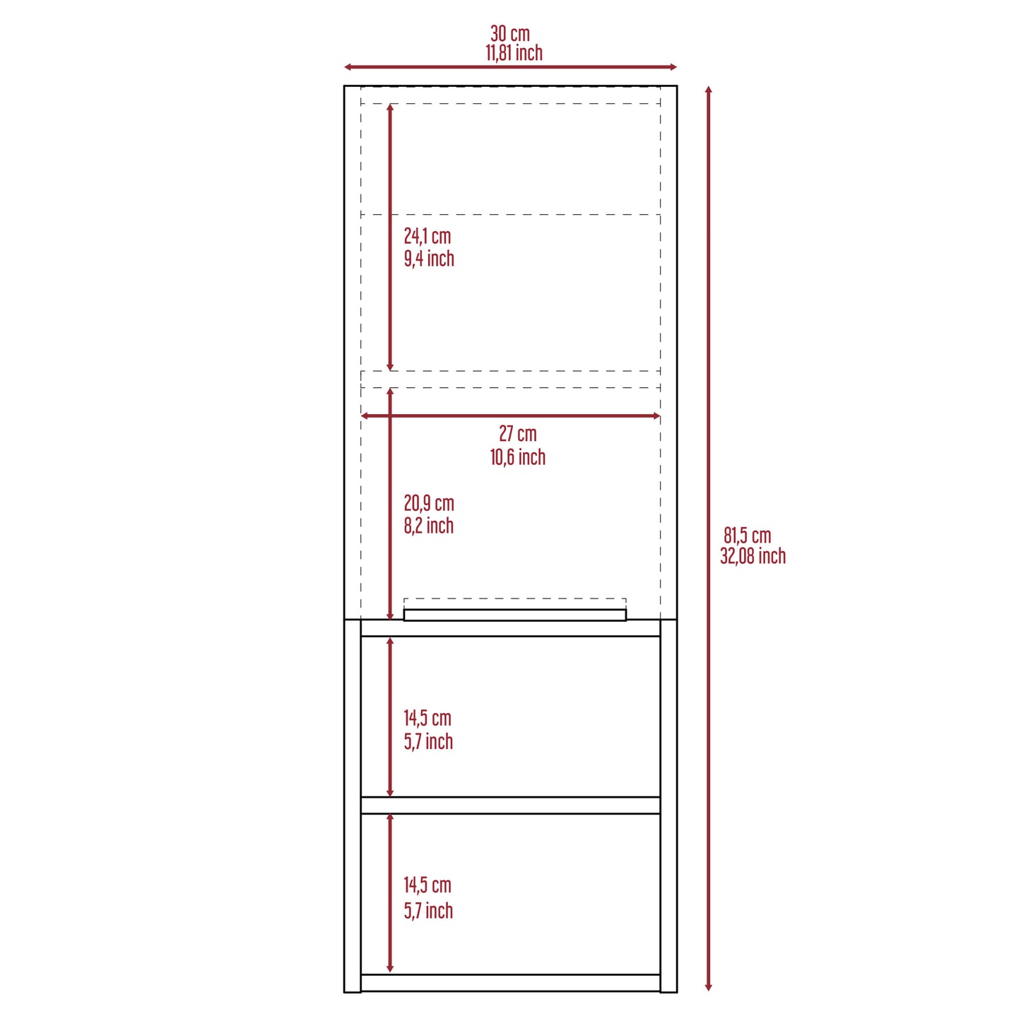 Mila  Bathroom Cabinet, Two Internal Shelves, Two External Shelves, Single Door -White