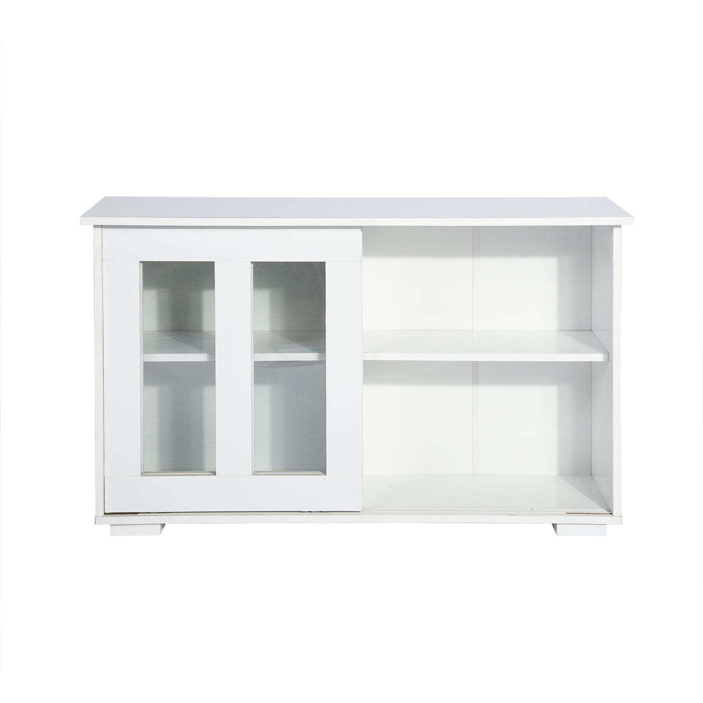 Sideboard Modern White Storage Cabinet with Sliding Doors/Adjustable Shelves