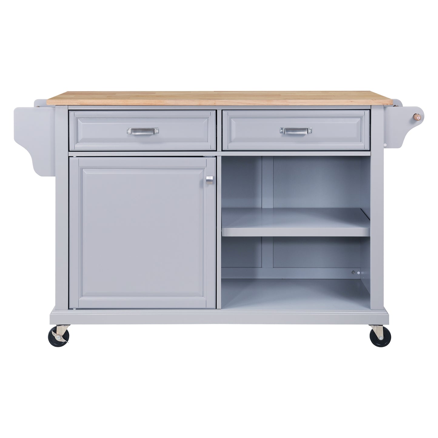 Cambridge Natural Wood Top Kitchen Island with Storage