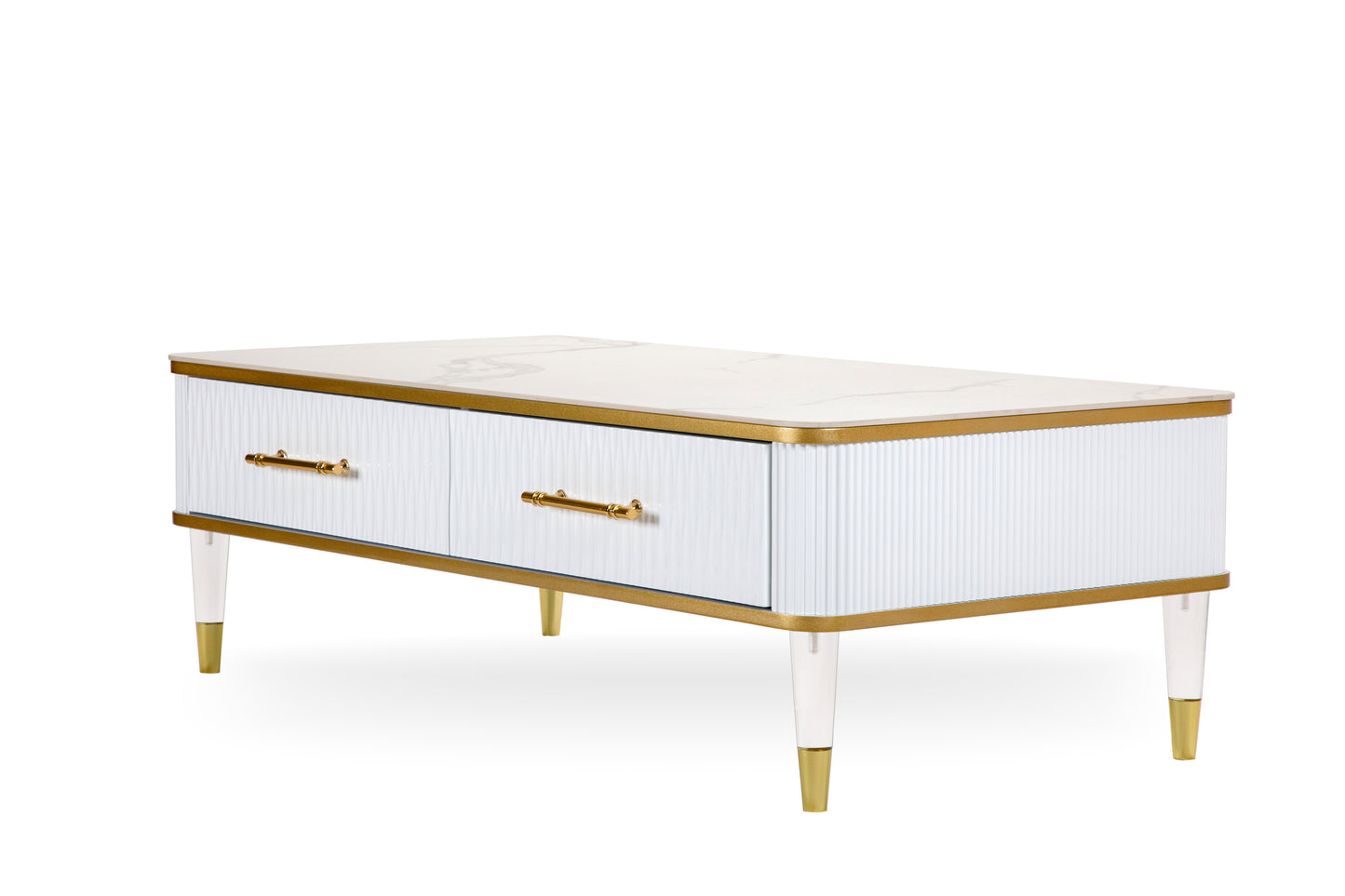 Modern White/Gold tone Coffee Table