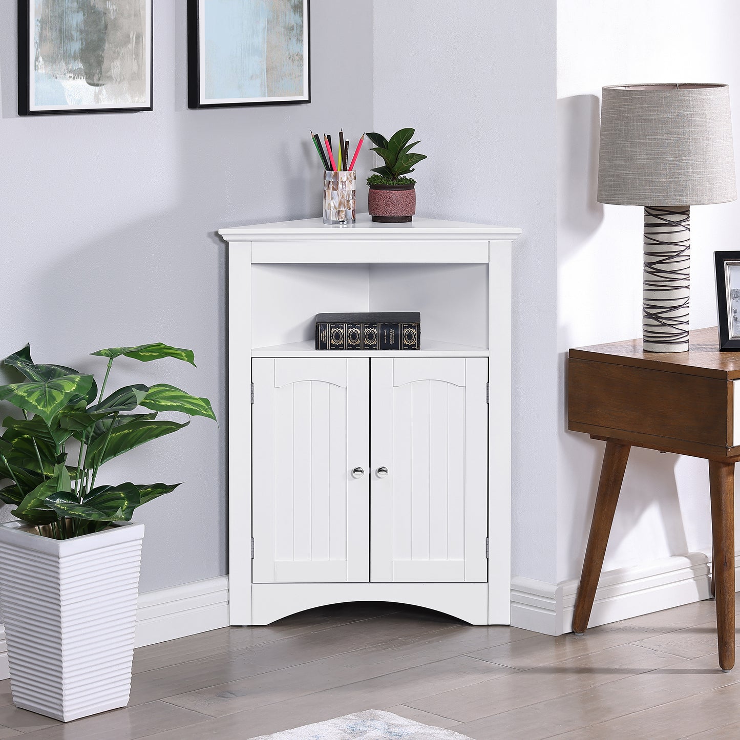 sideboard cabinet,corner cabinet,Bathroom Floor Corner Cabinet with Doors and Shelves, Kitchen, Living Room,Free Standing Storage Cabinet for Bathroom