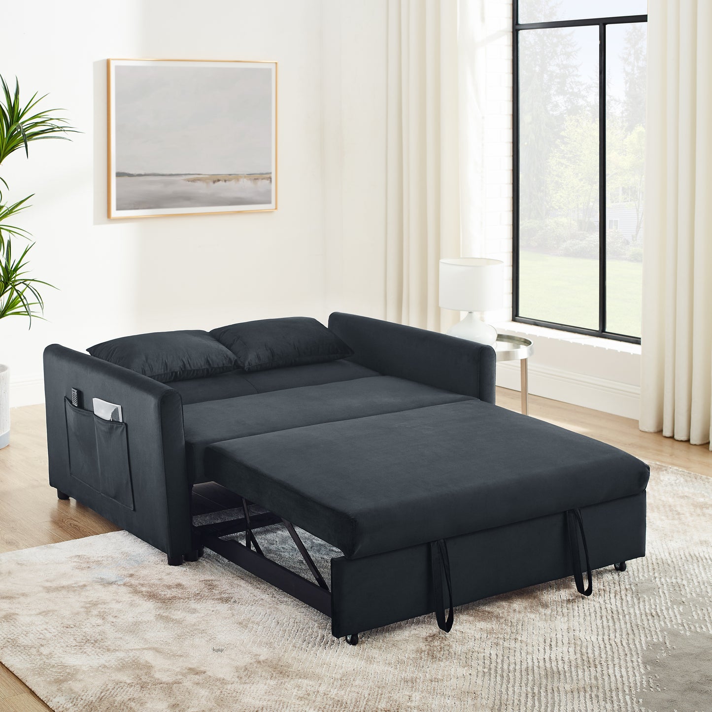 3-in-1 Versatile Velvet Convertible Sofa Bed