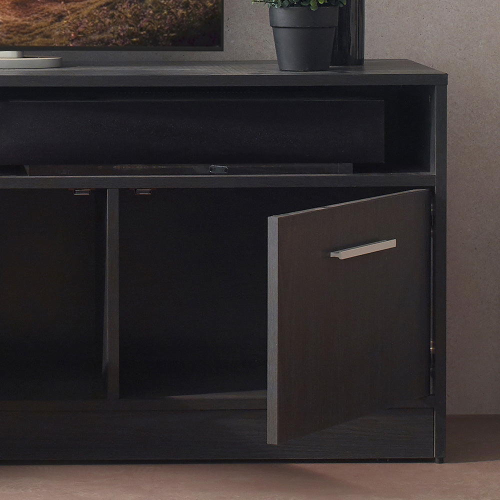 Holland Contemporary TV Stand with Three Soft-closing Doors in Dark Gray