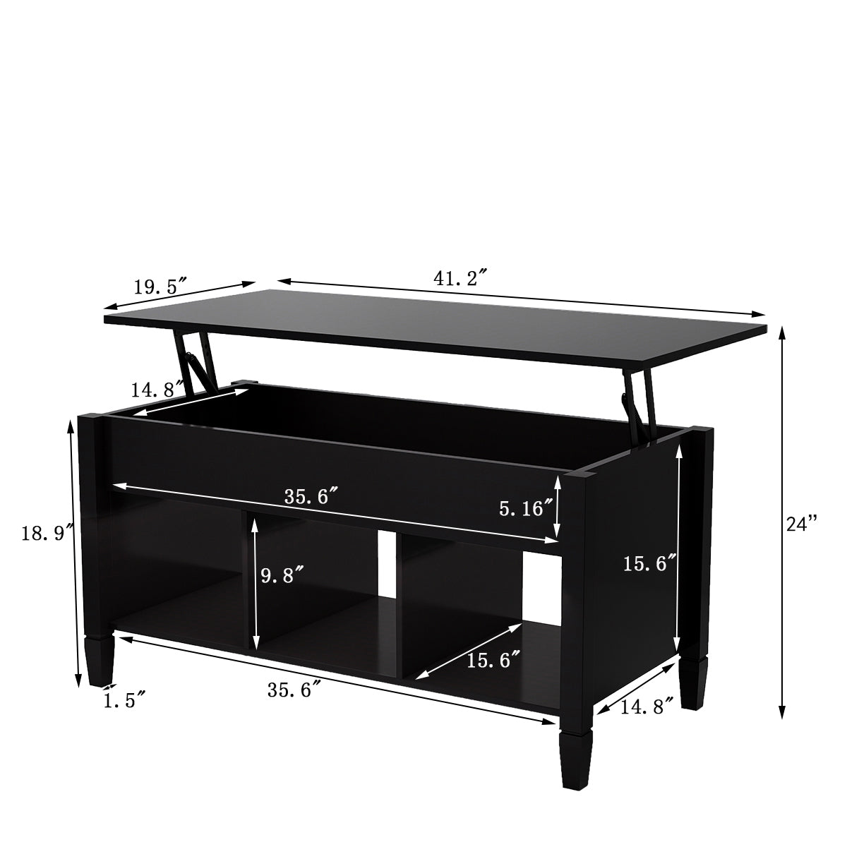 Lift Top Coffee Table - Black