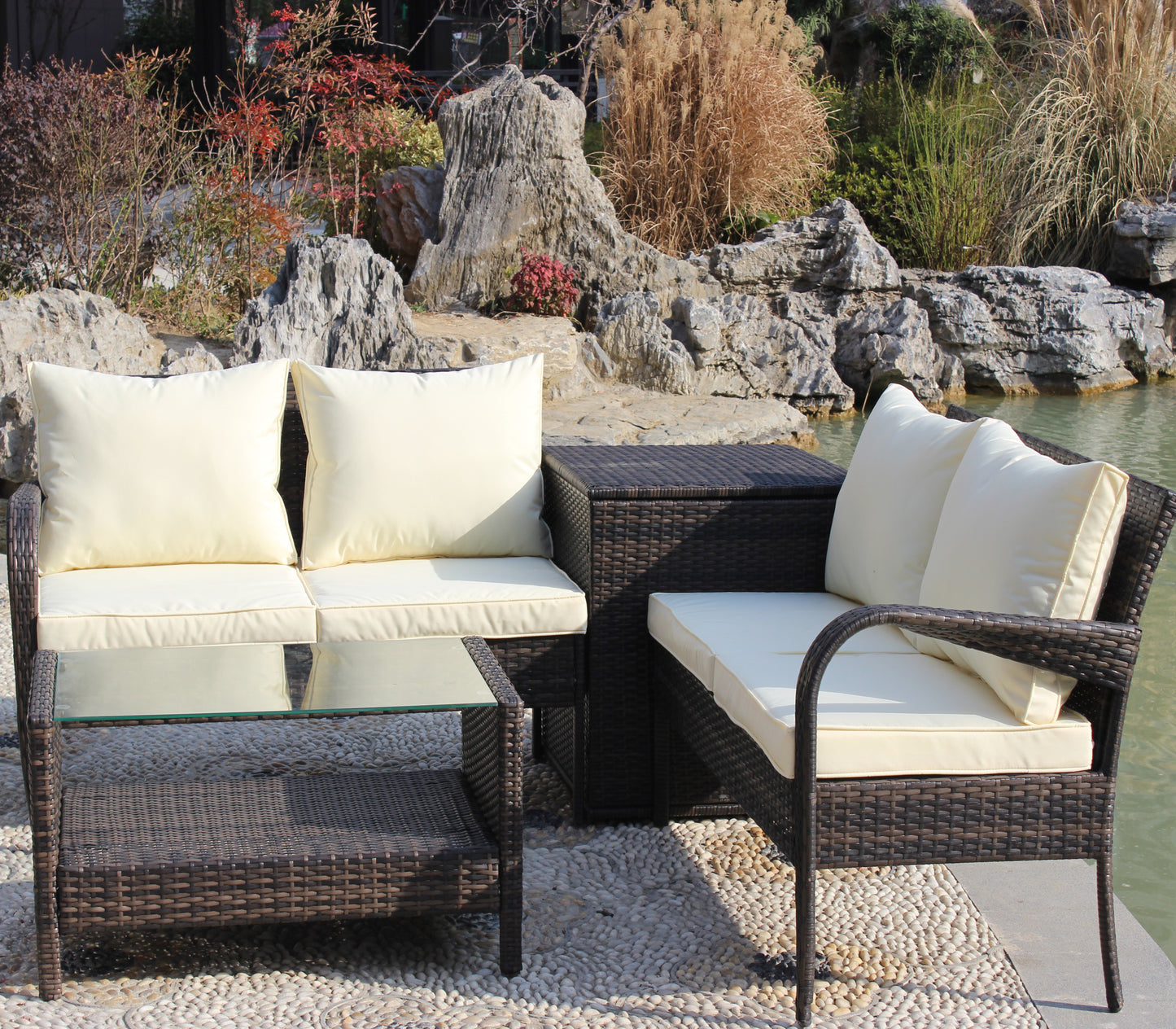 4pcs Rattan Patio Furniture Set