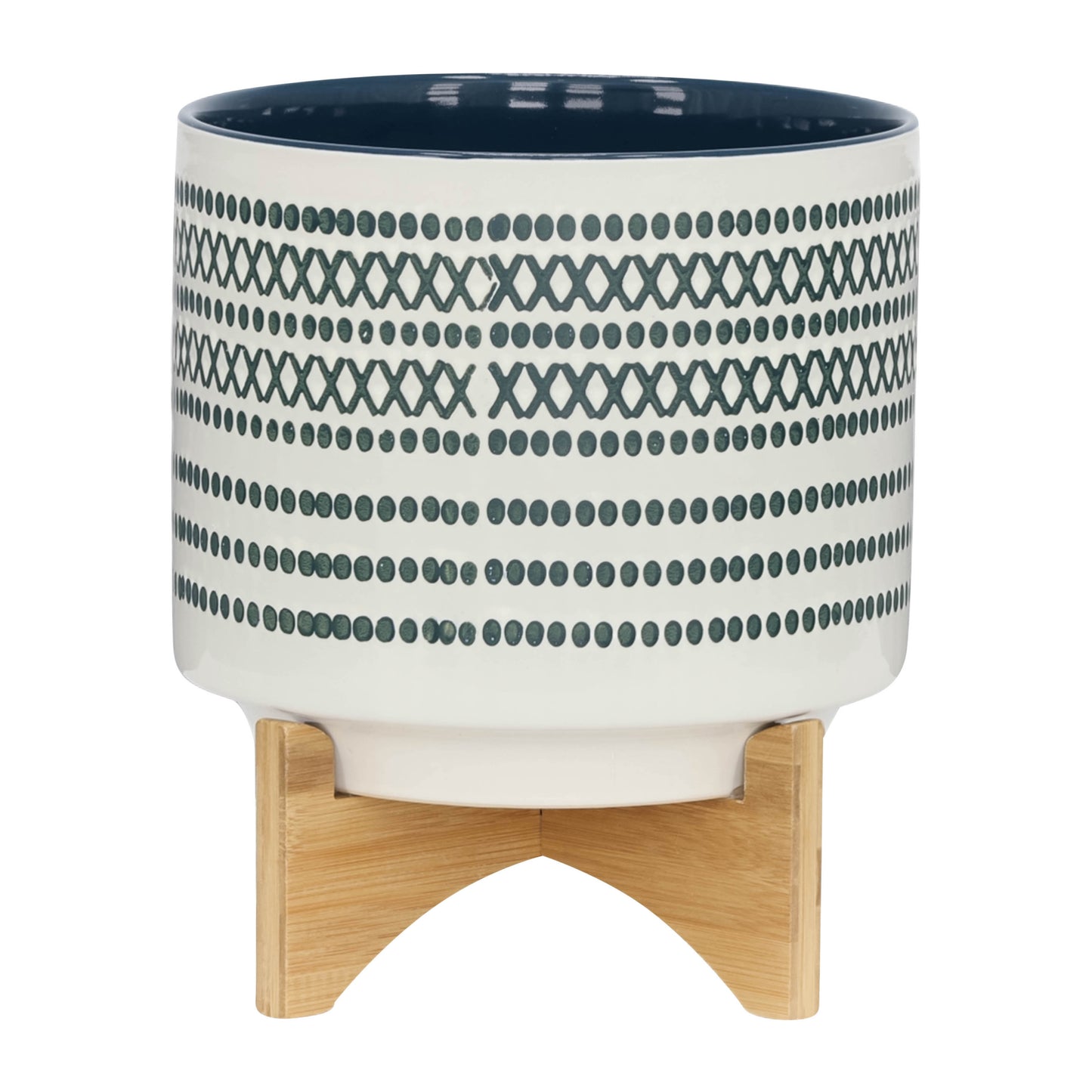 Ceramic 10" Planter on Stand with Dots - Blue