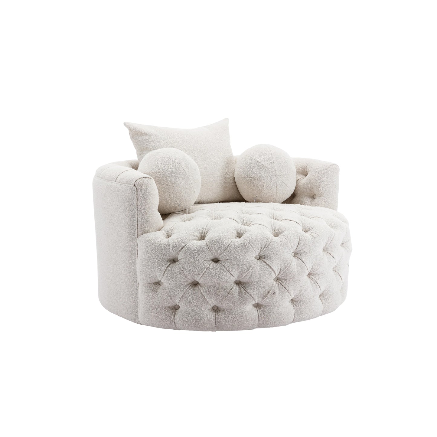 Modern Swivel Accent Barrel Chair, white tufted