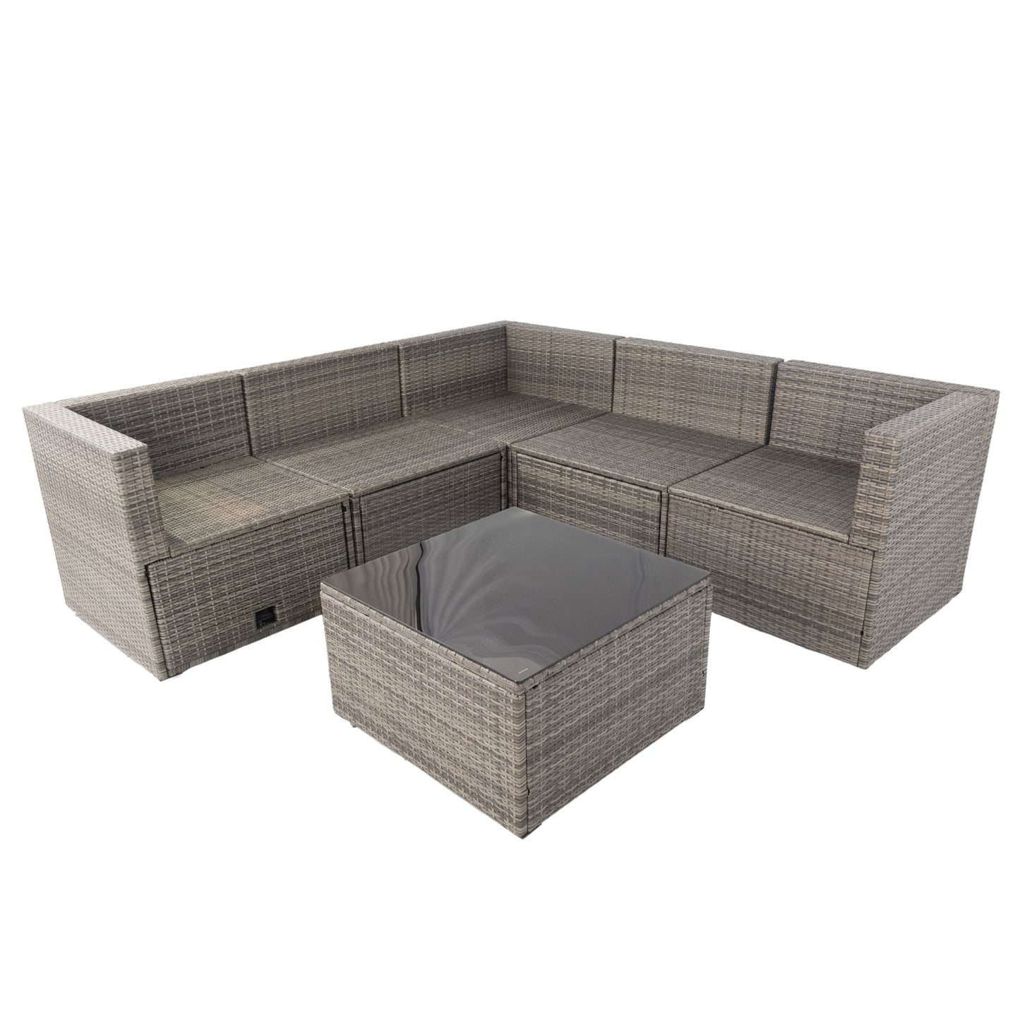 6pcs Rattan Sectional Outdoor Furniture Cushioned  Sofa Set