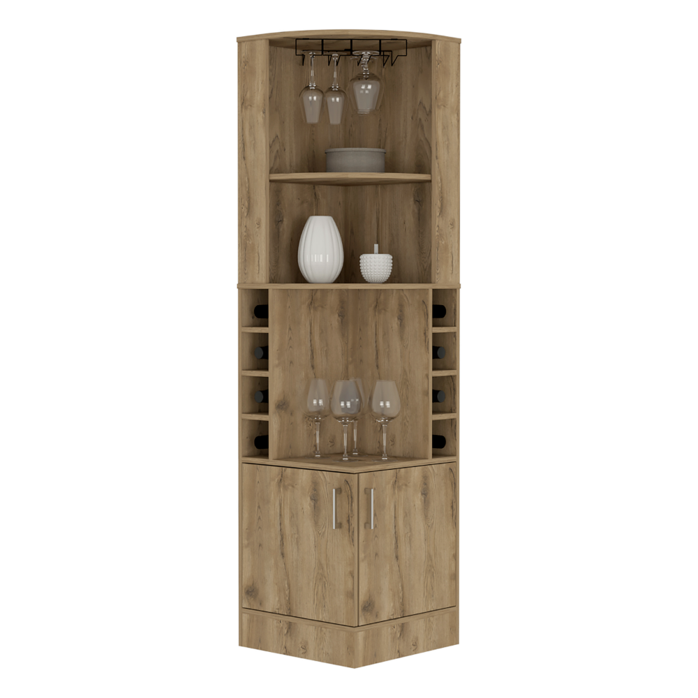 Double Door Bar Cabinet - Dark Brown Finish