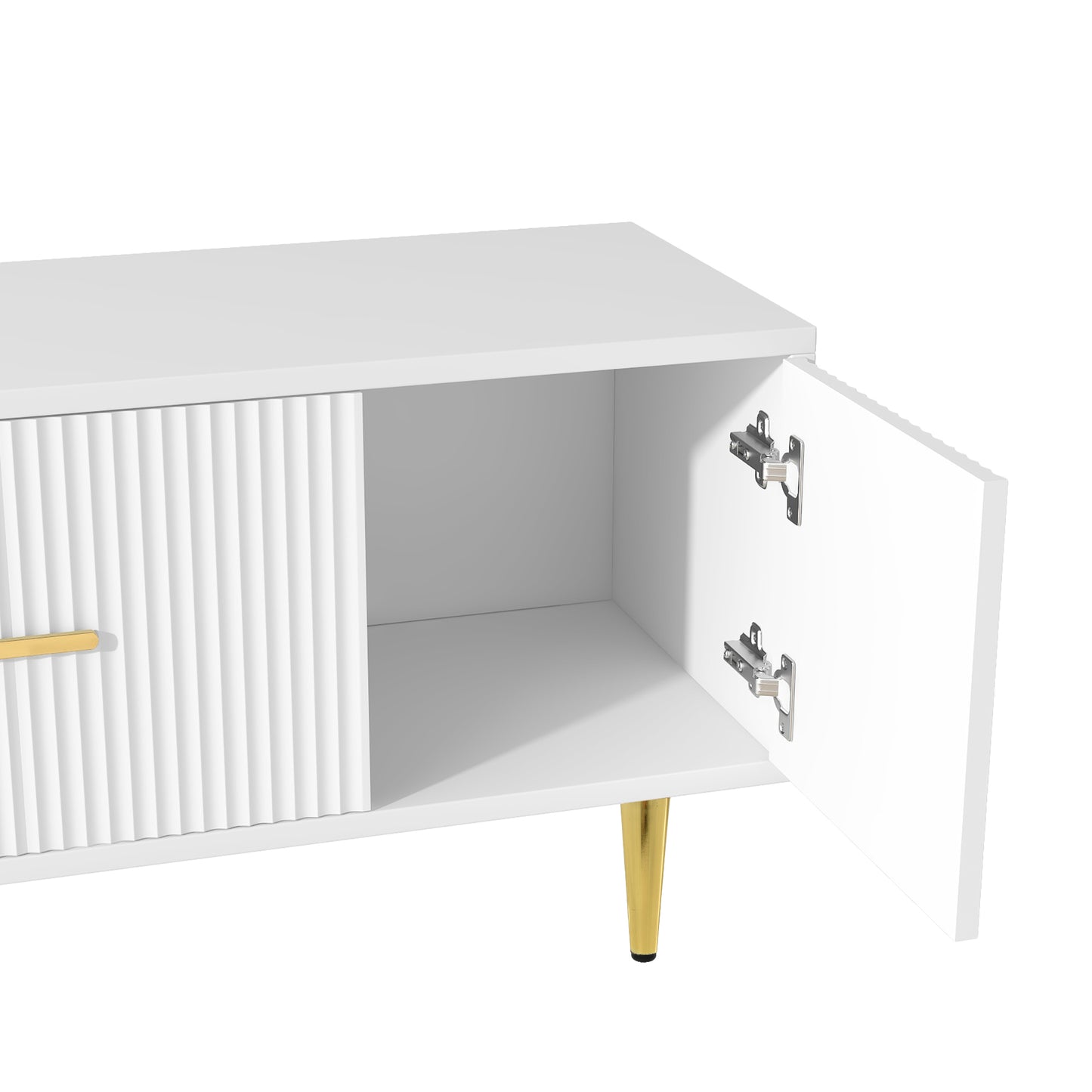 U-Can Modern TV Stand with 5 Champagne Legs - Durable, Stylish and Spacious, TVs Up to 75''