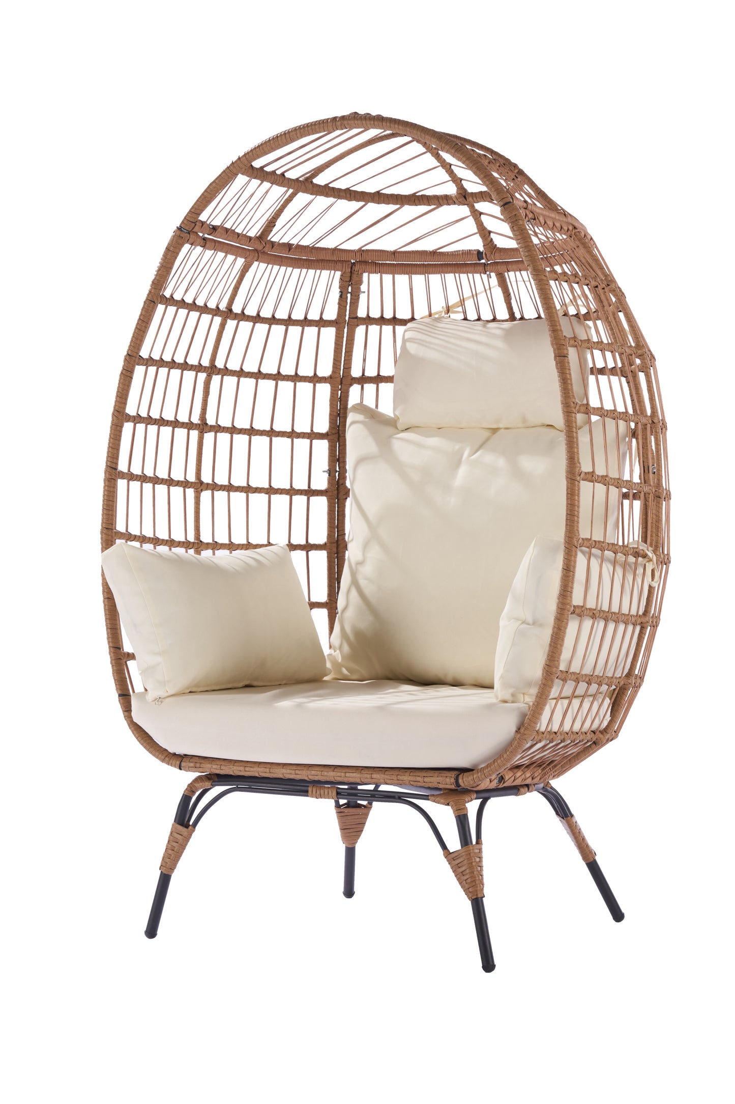 Wicker Egg Chair, Oversized Indoor Outdoor Lounger - Beige