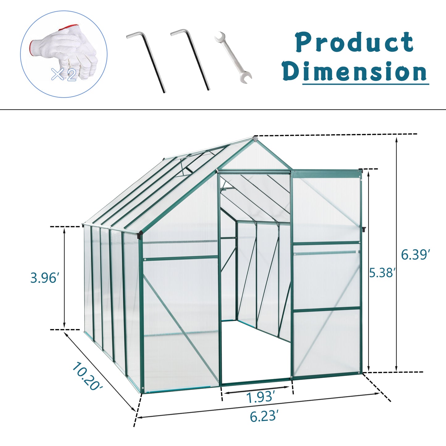 Polycarbonate Greenhouse Raised Base and Anchor Aluminum Heavy Duty