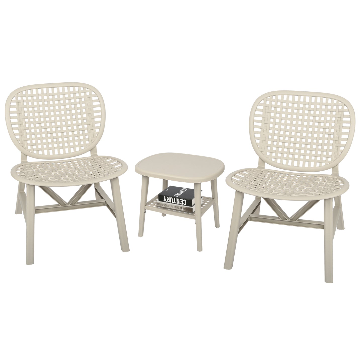 3pcs Hollow Design Retro Patio Table Chair Set for Balcony