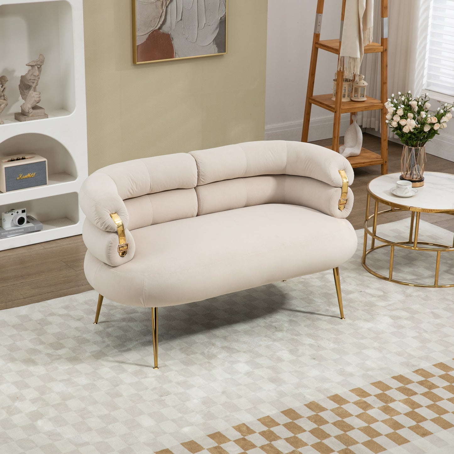 Accent Chair with Golden feet, beige