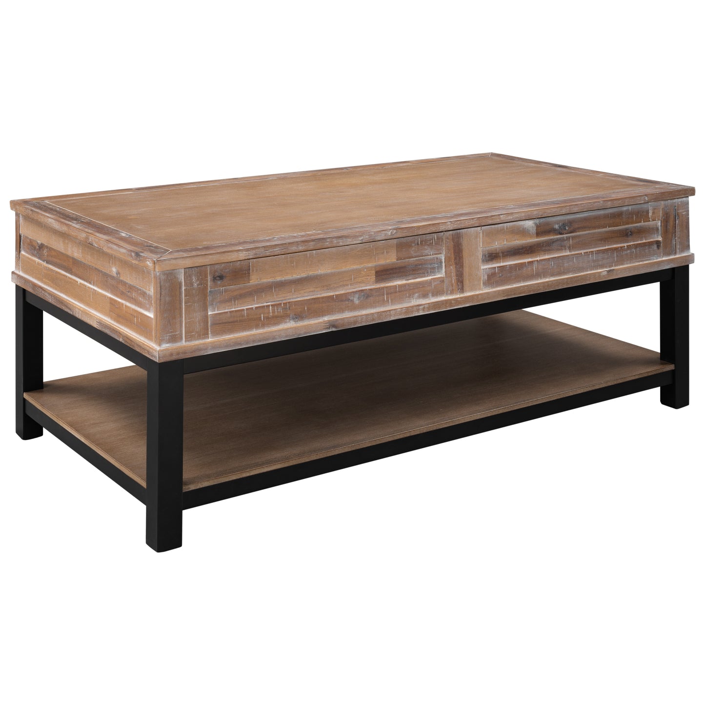 U-style Lift Top Coffee Table with Inner Storage