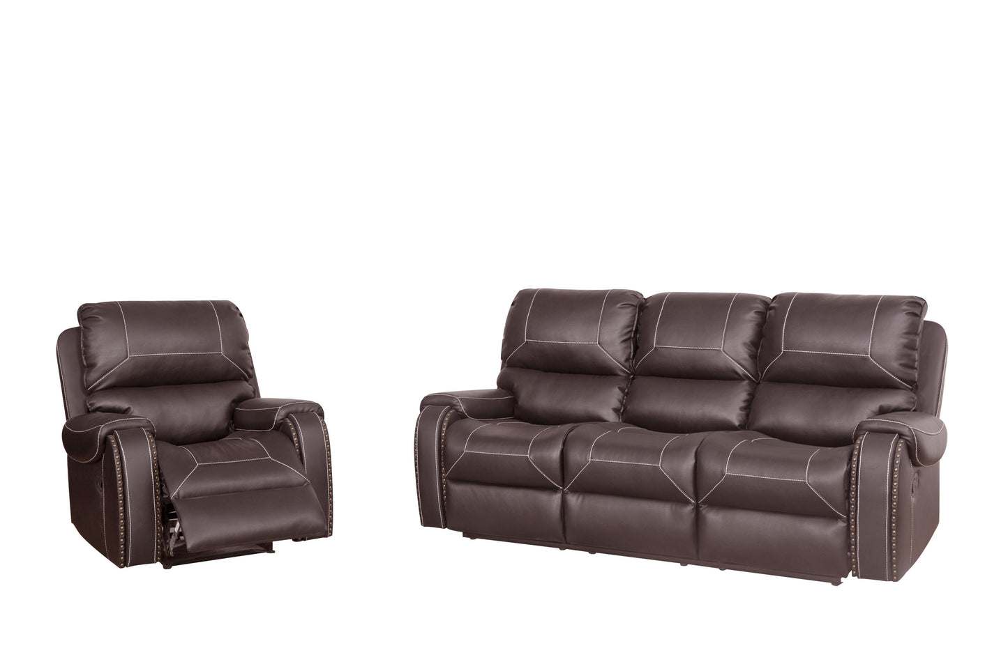 Faux Leather Reclining Sofa Couch 3 Seater for Living Room Brown