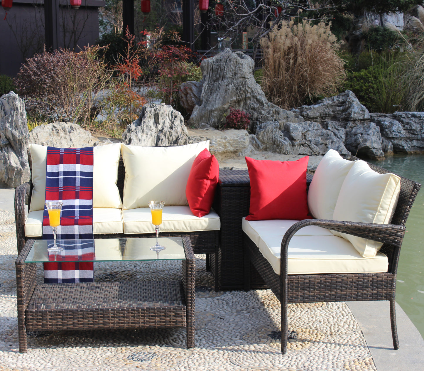 4pcs Rattan Patio Furniture Set