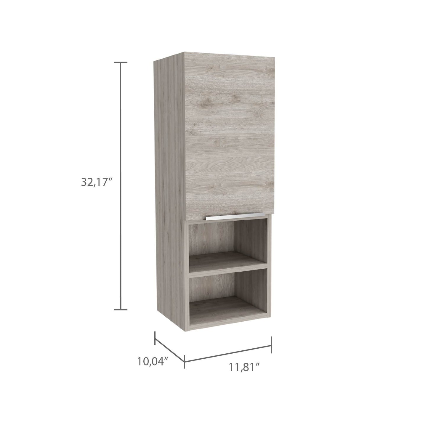 Mila Bathroom Cabinet, Two Interior  Shelves, Two External Shelves, Single Door Cabinet -Light Gray
