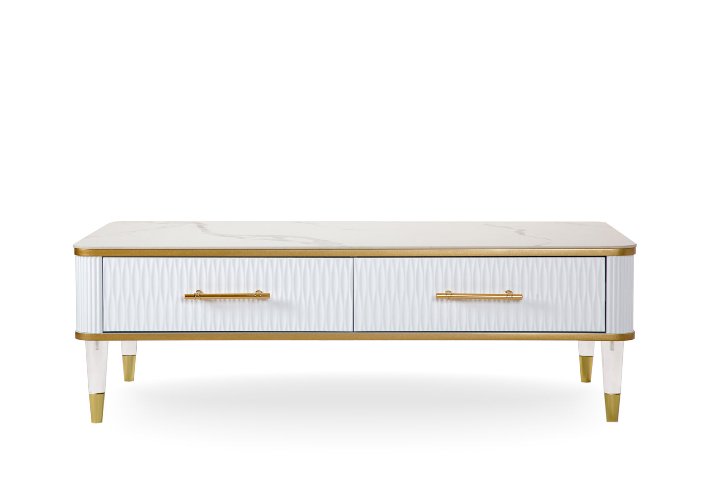 Modern White/Gold tone Coffee Table