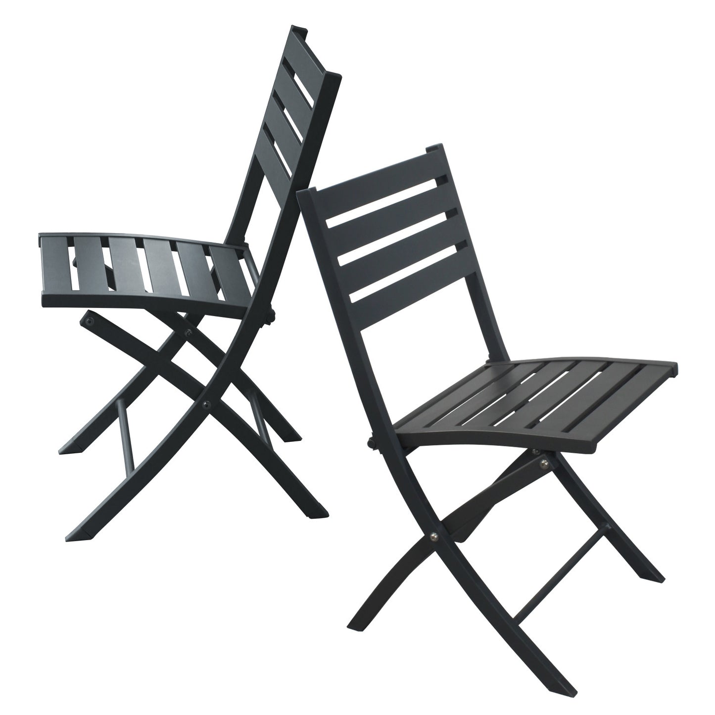 2PCS Outdoor/Indoor Aluminum Folding Patio Dining Chairs -Grey