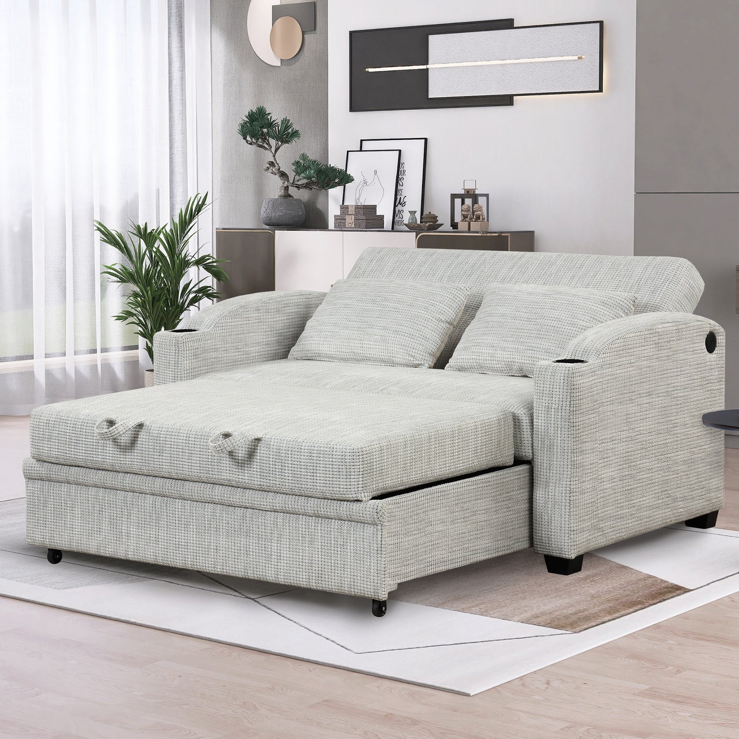 65" Modern  Pull Out Sofa Bed