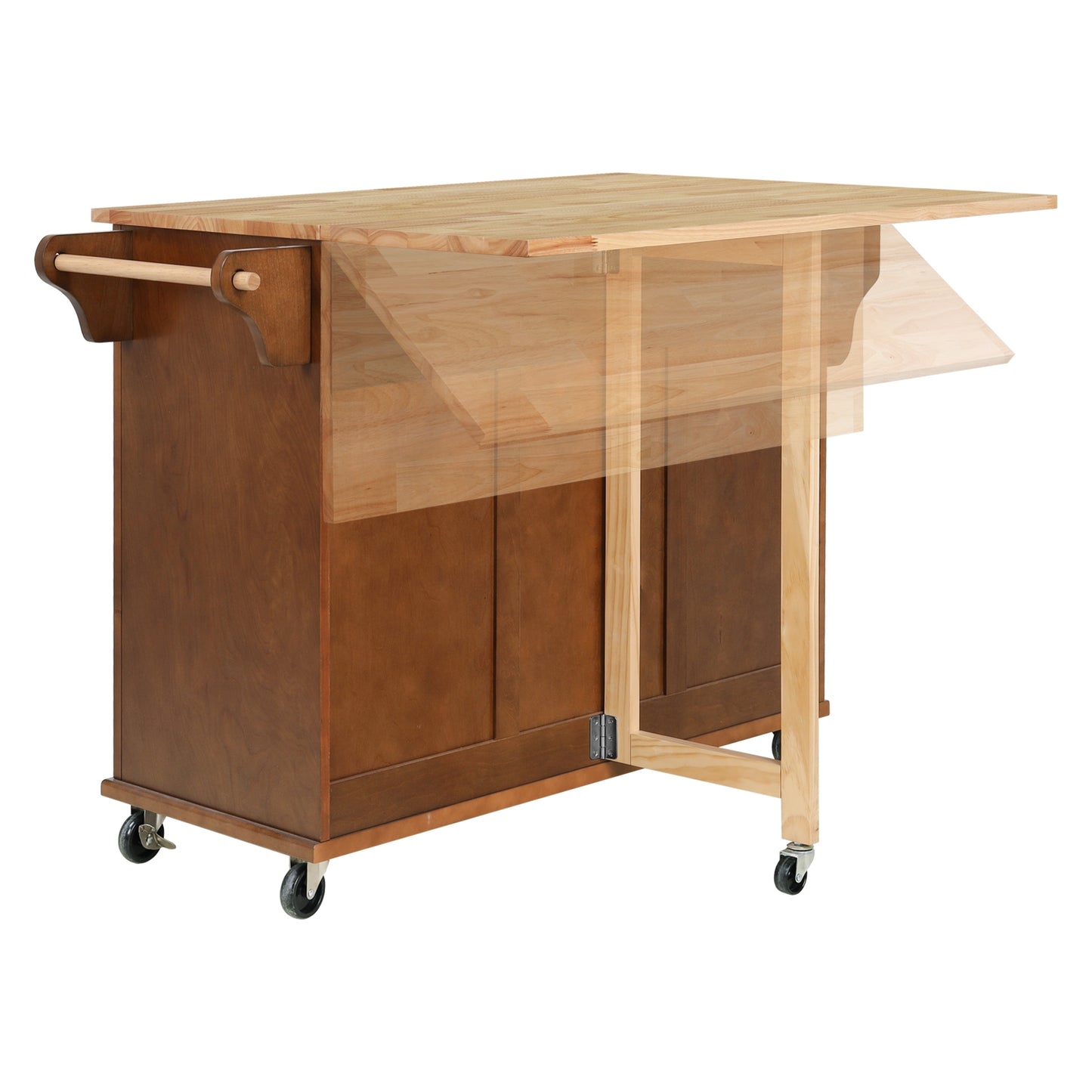 Cambridge Natural Wood Top Kitchen Island with Storage