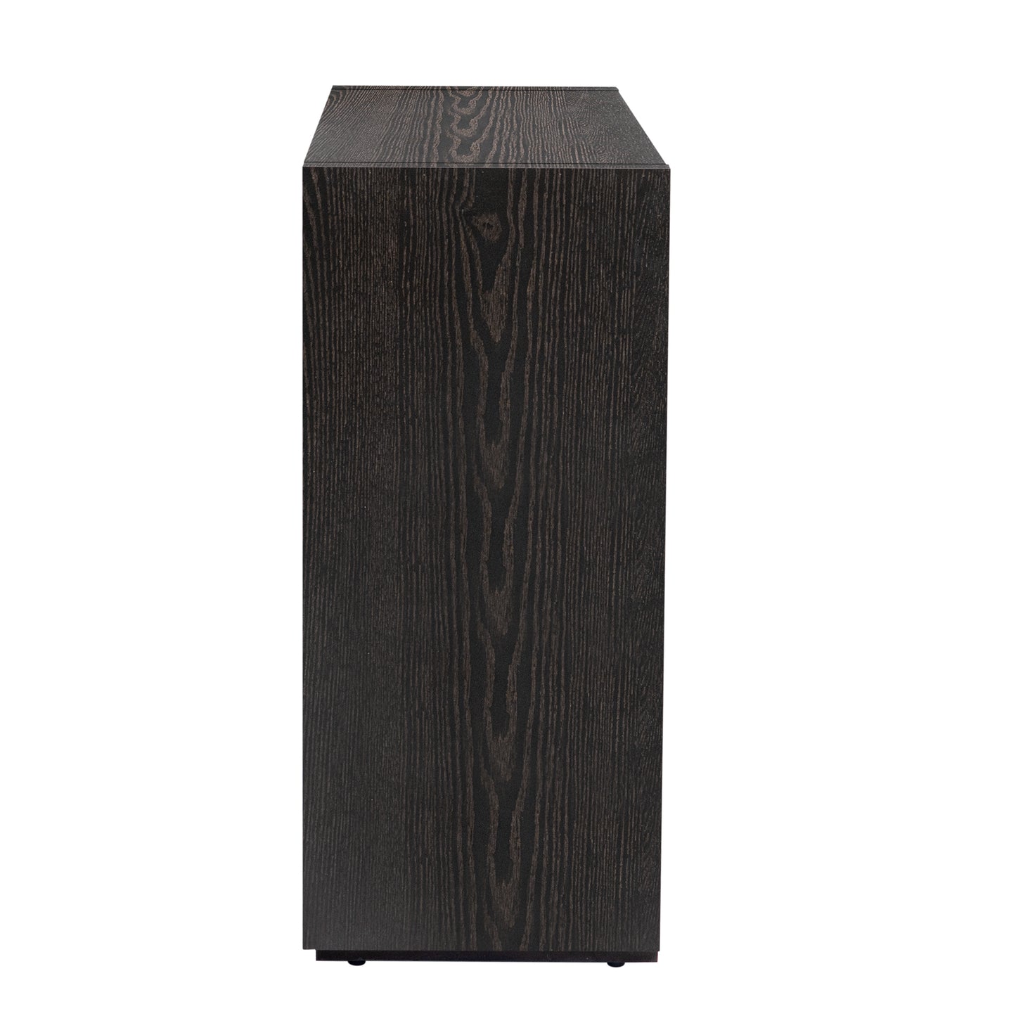 U-Style Wood Storage Cabinet with Three Tempered Glass Doors and Adjustable Shelf,Suitable for Living Room,Study and Entrance