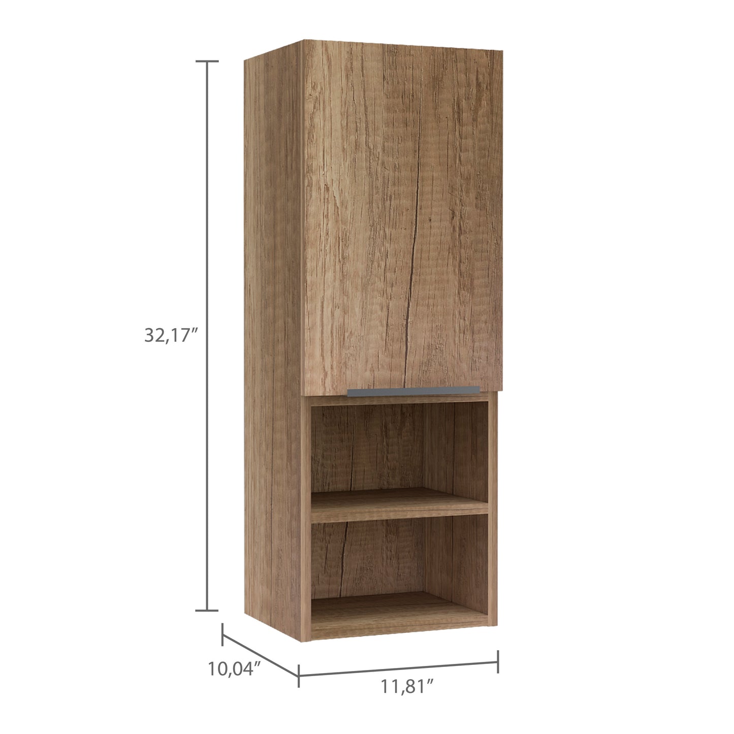 Mila Bathroom Cabinet, Two Interior  Shelves, Two External Shelves, Single Door Cabinet -Pine