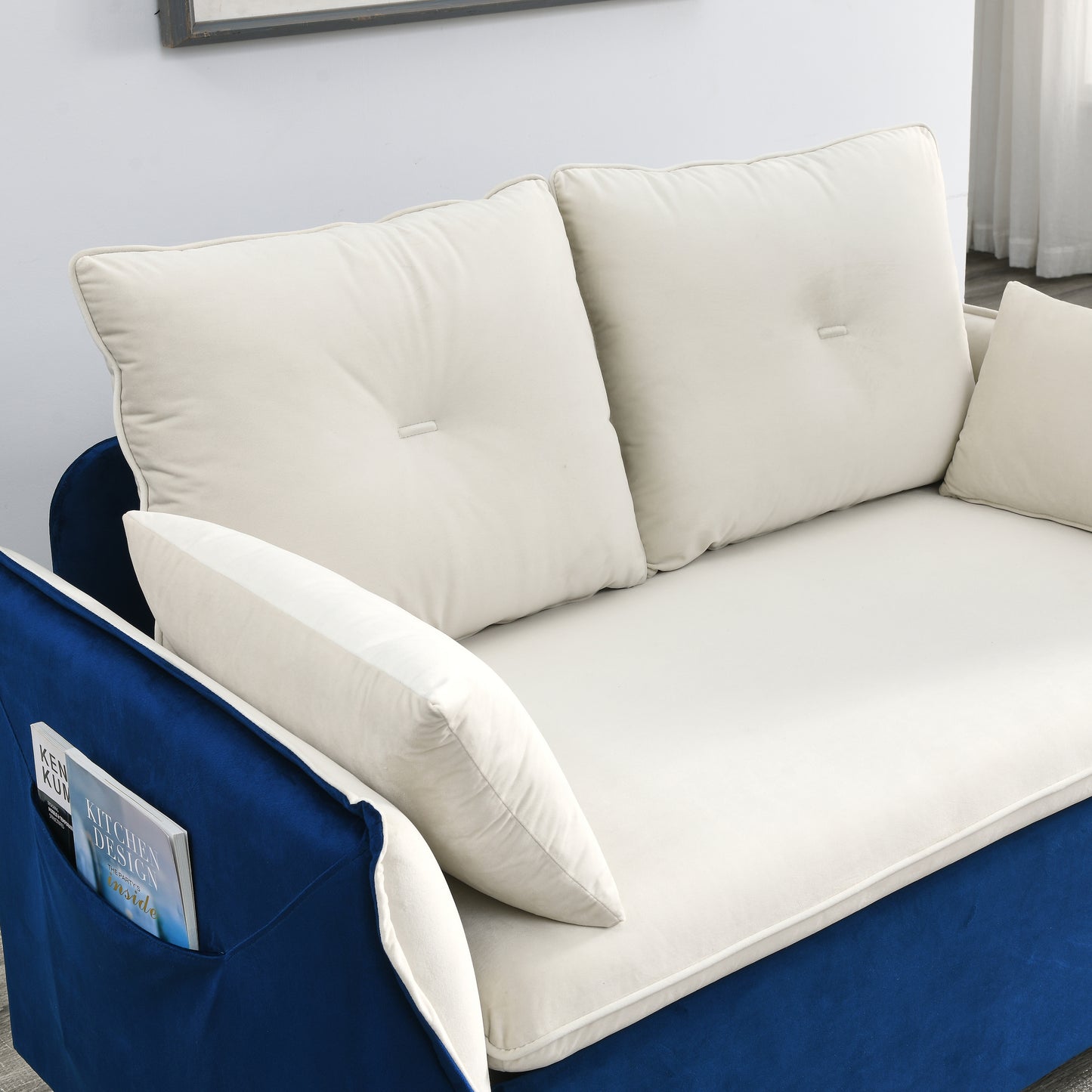 MH 57" Modern Convertible Sofa Bed with 2 Detachable Arm