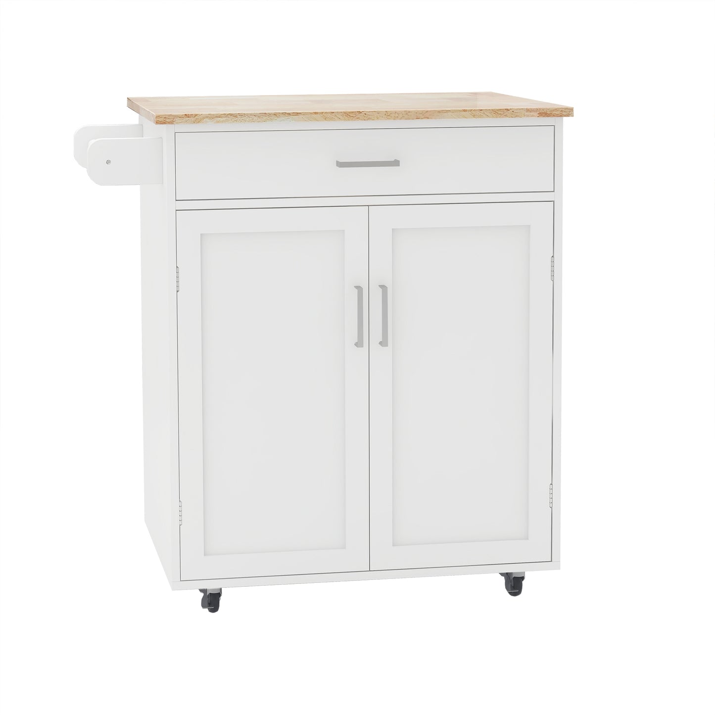 Kitchen Island Rolling Trolley Cart with Rubber Towel Rack