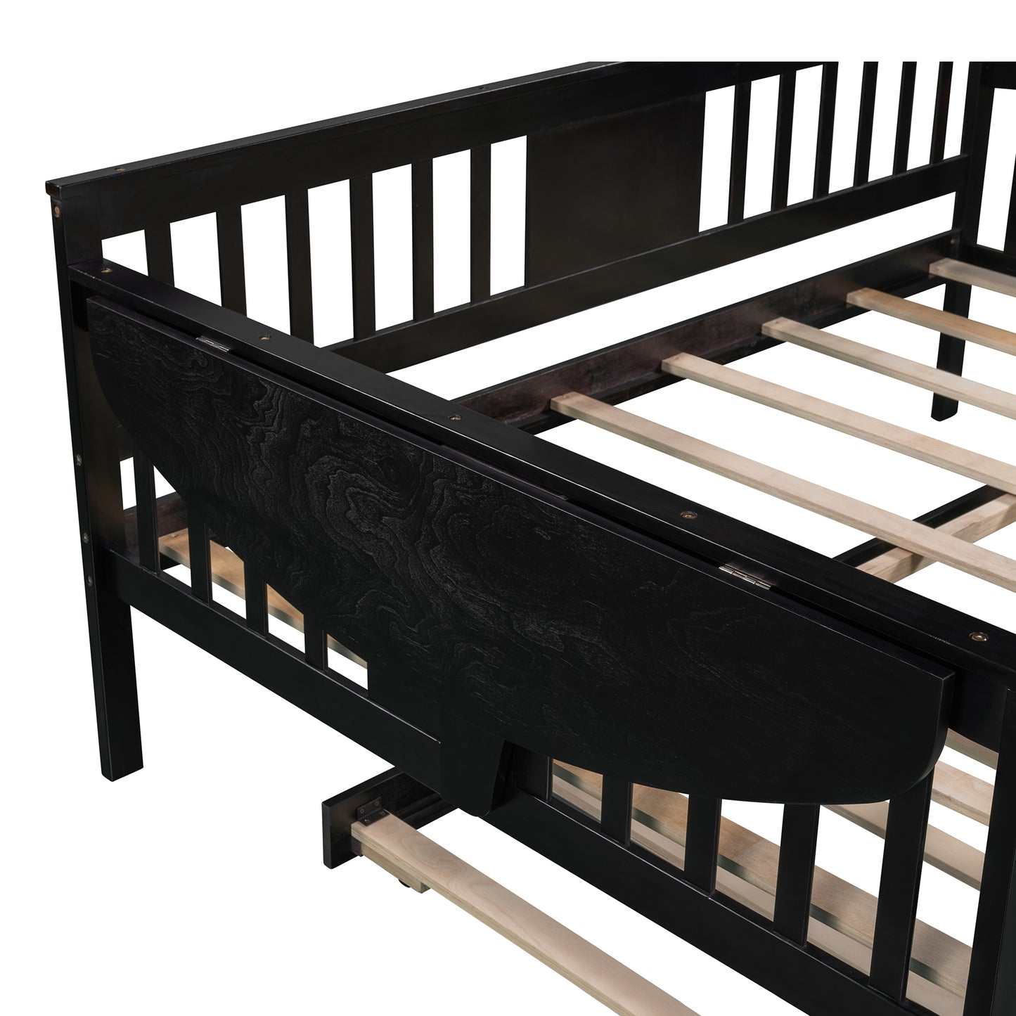 Full size Daybed with Twin size Trundle, Wood Slat Support, Espresso