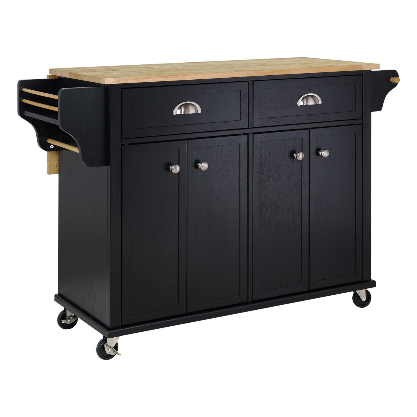 Cambridge Natural Wood Top Kitchen Island with Storage