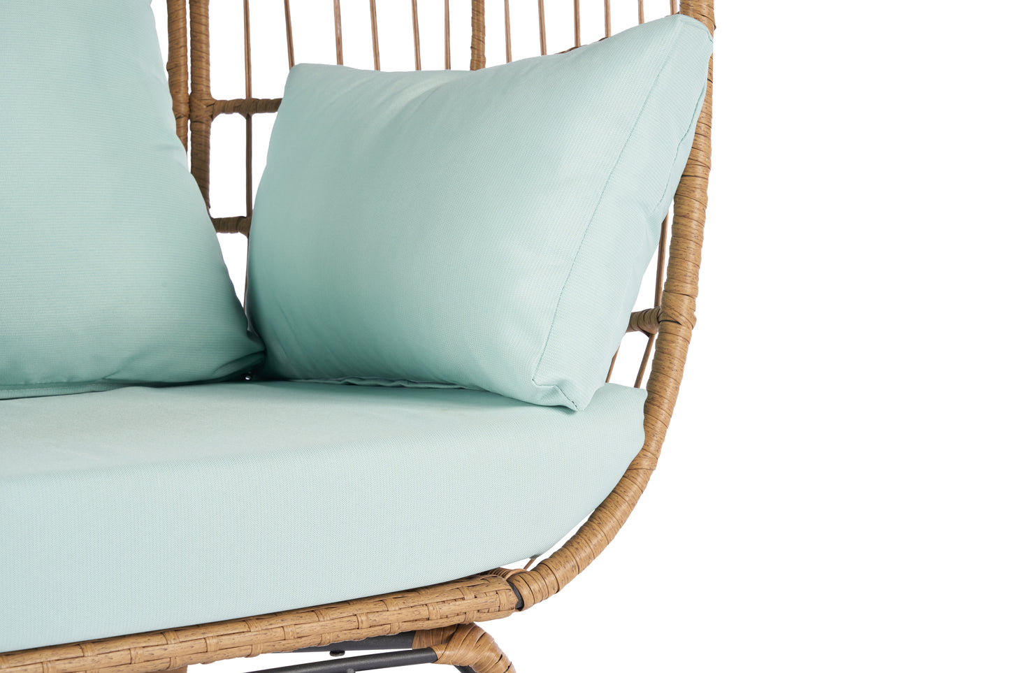 Wicker Egg Chair, Oversized Indoor Outdoor Lounger- Light Blue