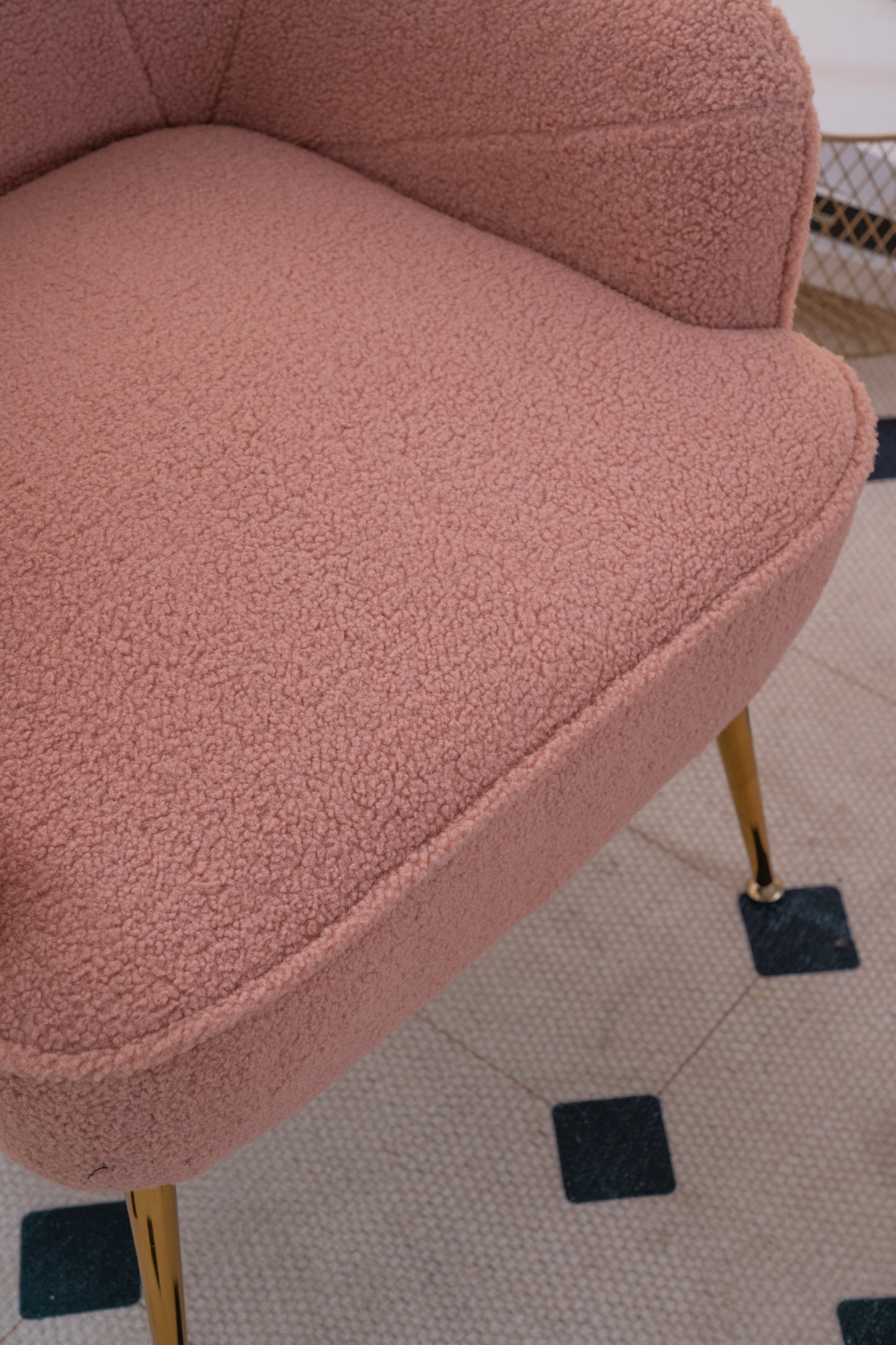 Teddy Fabric Pink Ergonomics Accent Chair