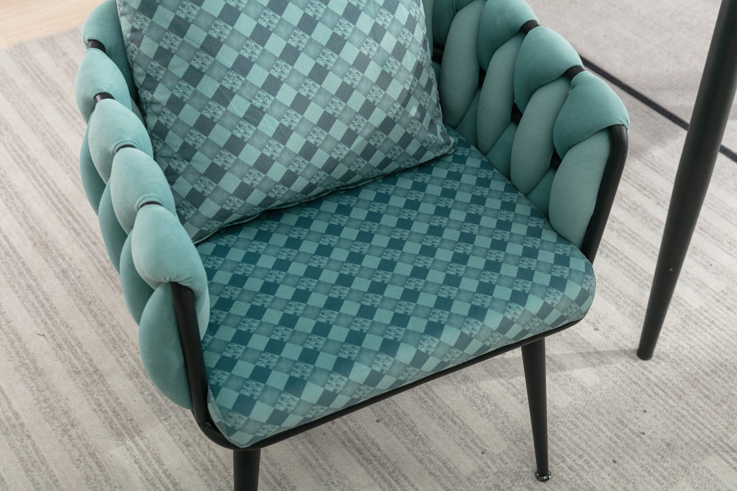 Teal Handwoven Accent Chairs: Set of 2