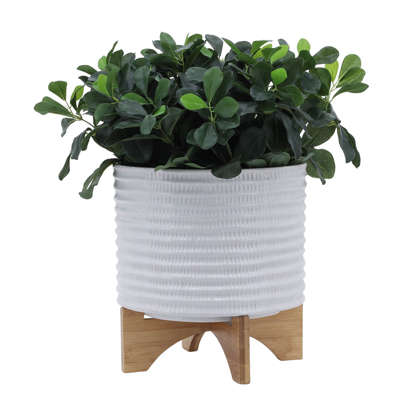 10" Textured Planter with Stand - White