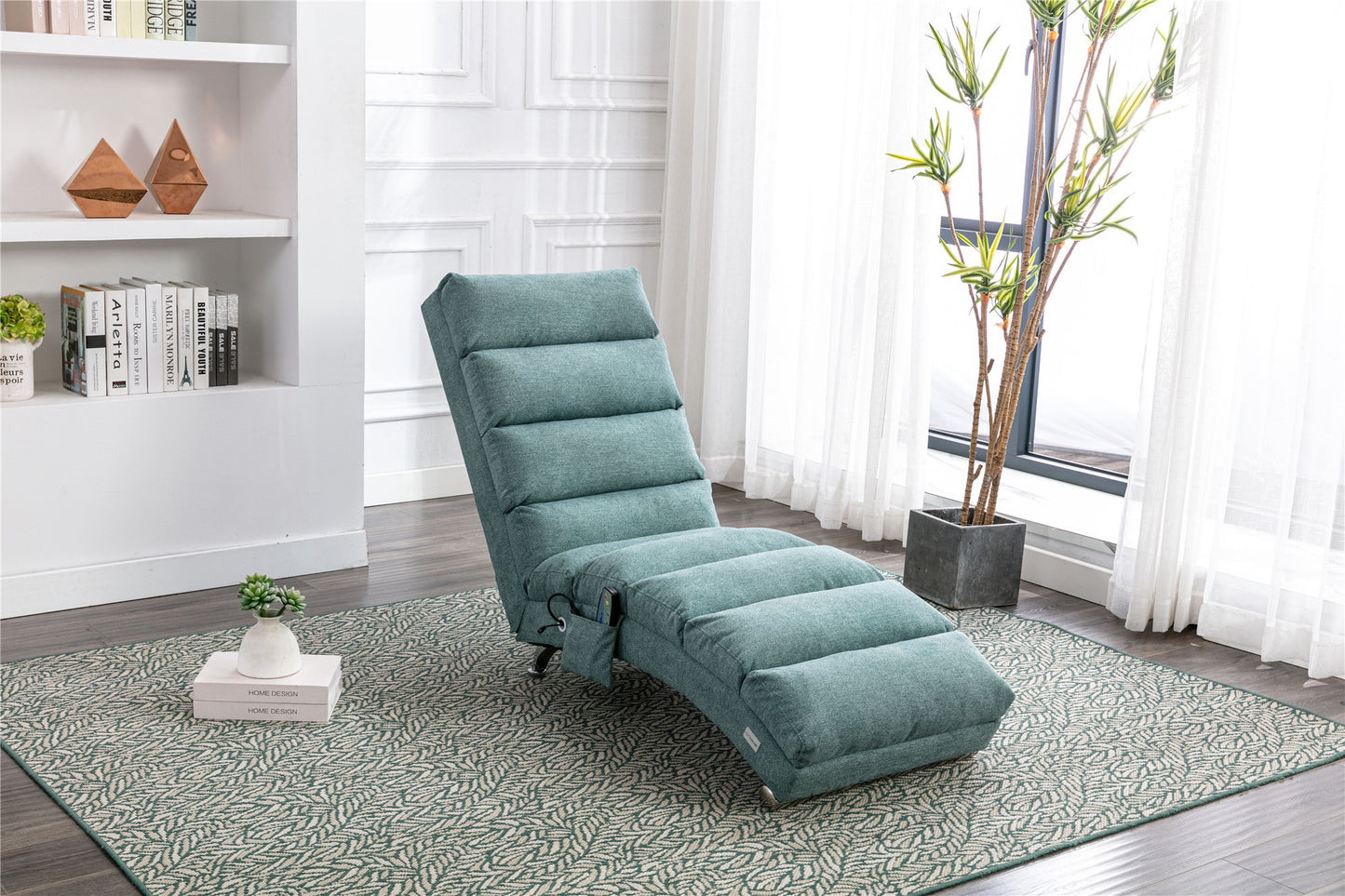 Linen Chaise Lounge Indoor Chair, teal