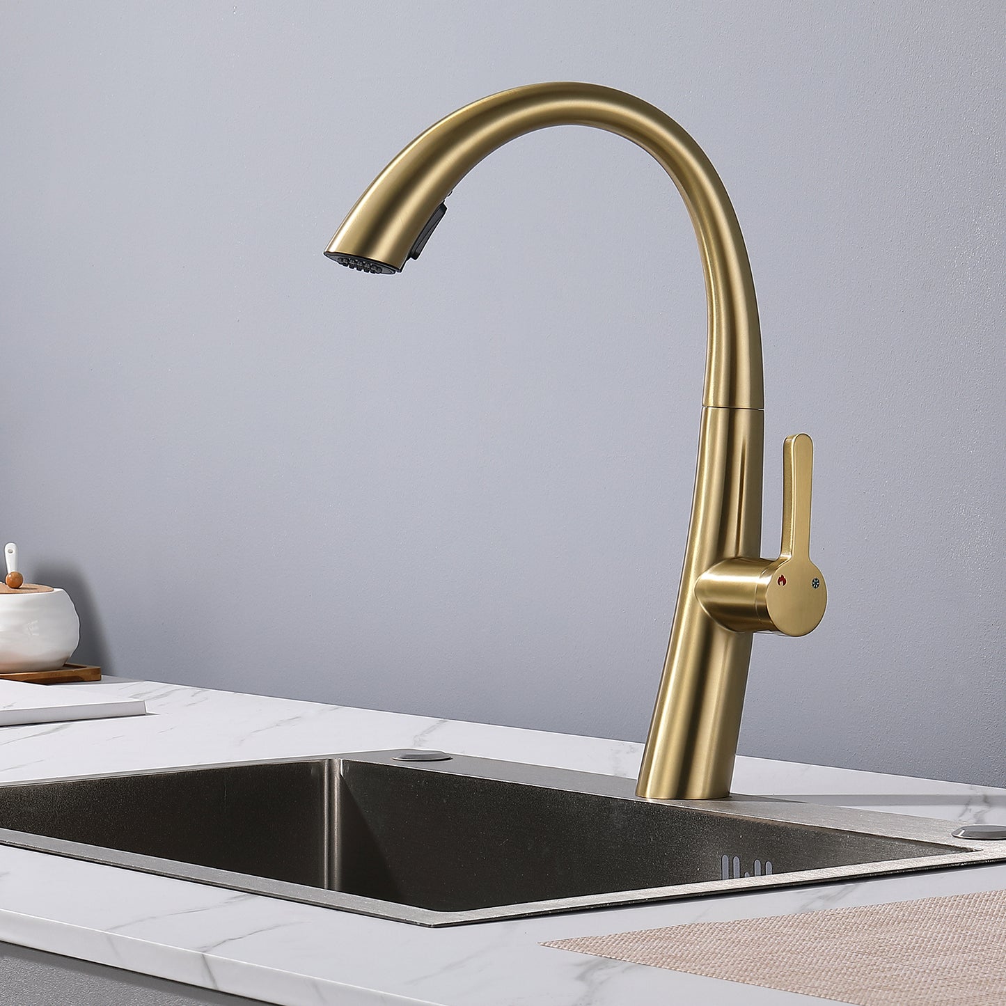 Single Handle Stainless Steel Pull Out Kitchen Faucet