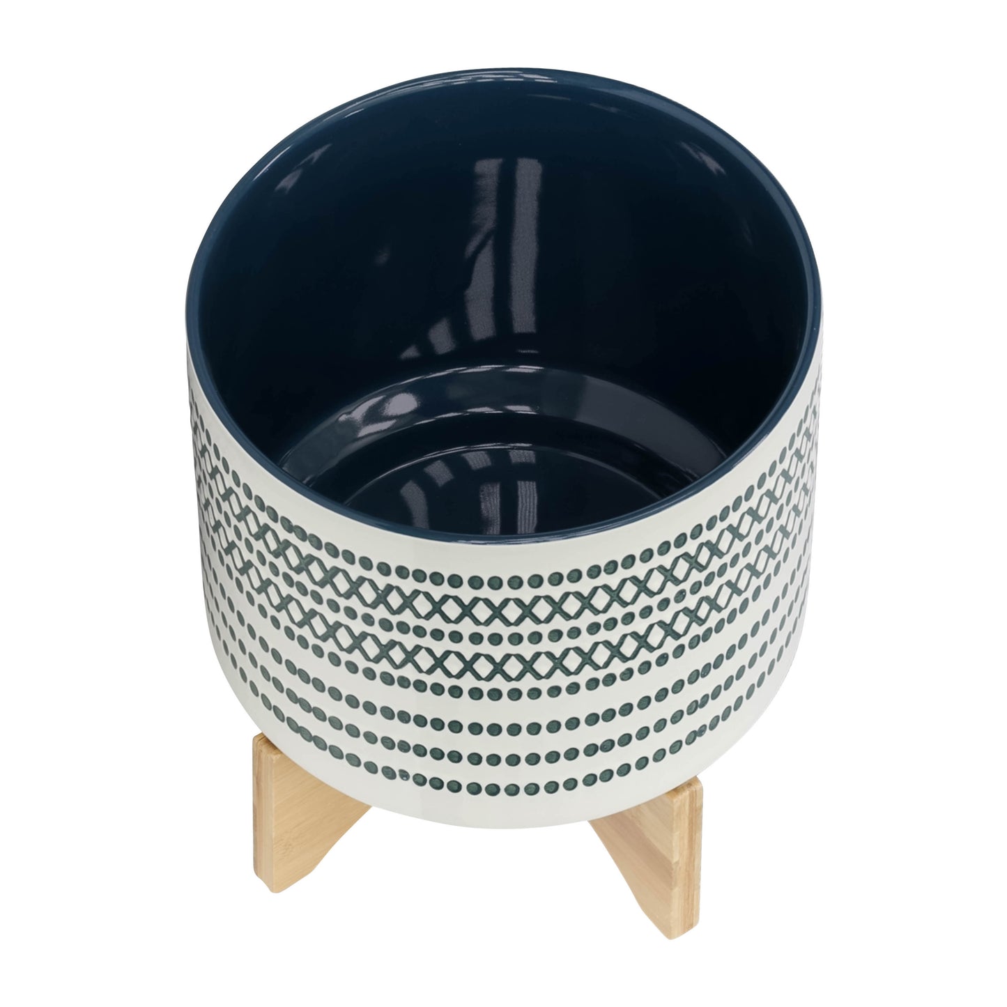 Ceramic 10" Planter on Stand with Dots - Blue