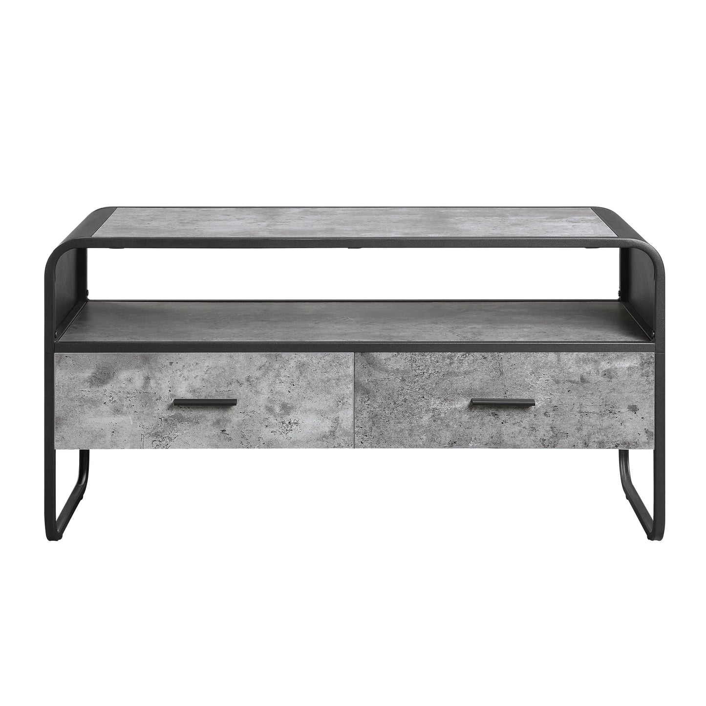 ACME Raziela TV Stand, Concrete Gray & Black Finish