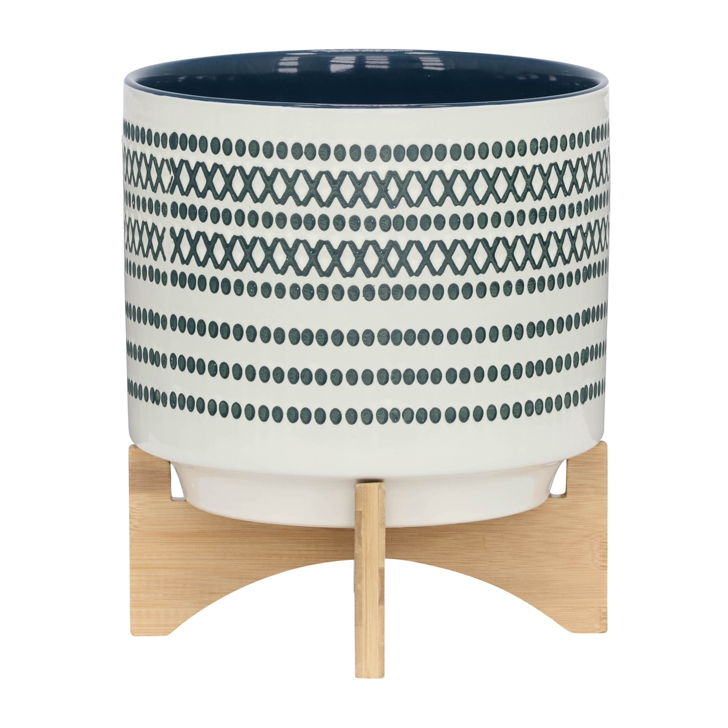 Ceramic 10" Planter on Stand with Dots - Blue