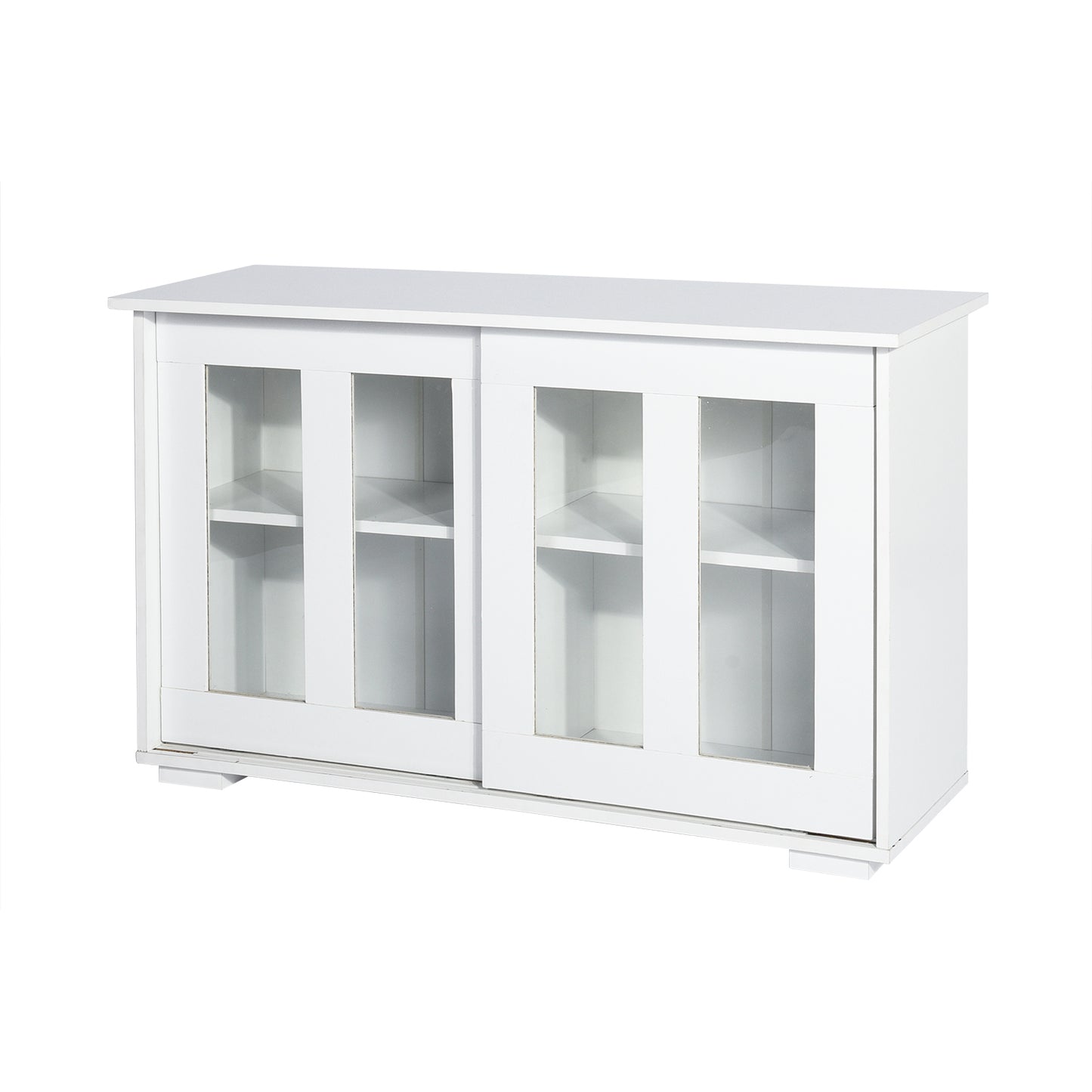 Sideboard Modern White Storage Cabinet with Sliding Doors/Adjustable Shelves