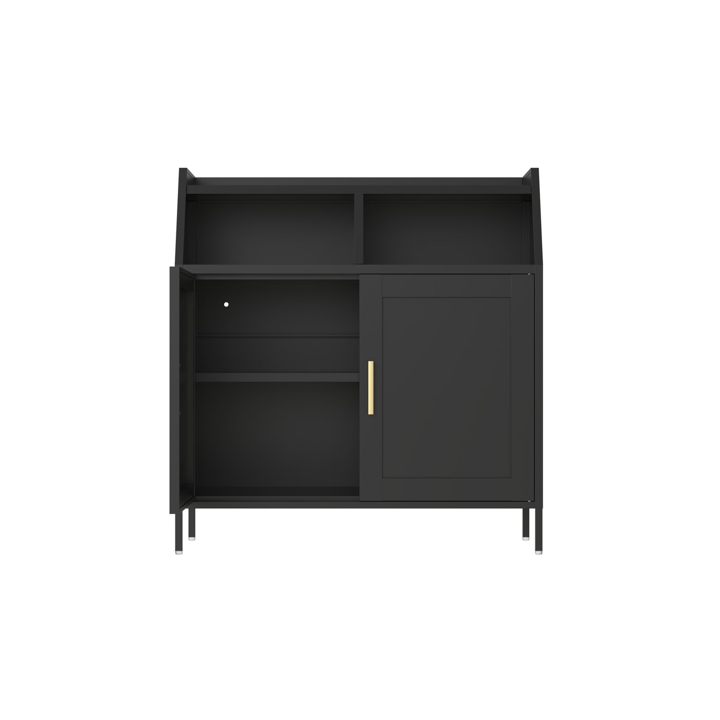 Metal Buffet Sideboard Cabinet  with Storage,Storage Cabinet Modern Sideboard Buffet Table with Doors for Living Room Kitchen Dining Room,Black