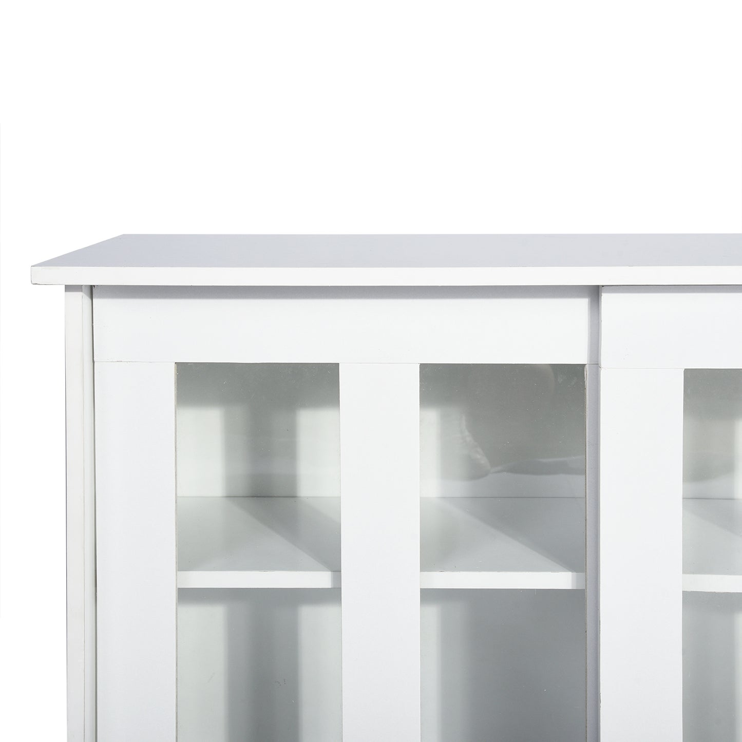 Sideboard Modern White Storage Cabinet with Sliding Doors/Adjustable Shelves