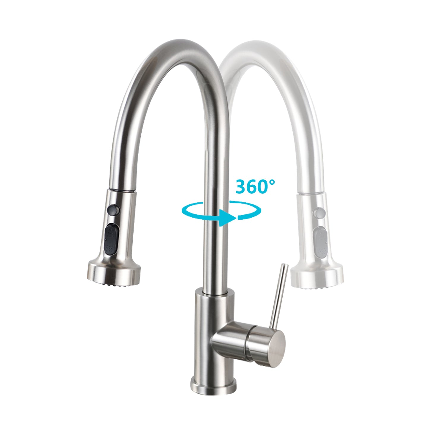 Stainless Steel Pull Down Kitchen Faucet with Soap Dispenser Brushed Nickel