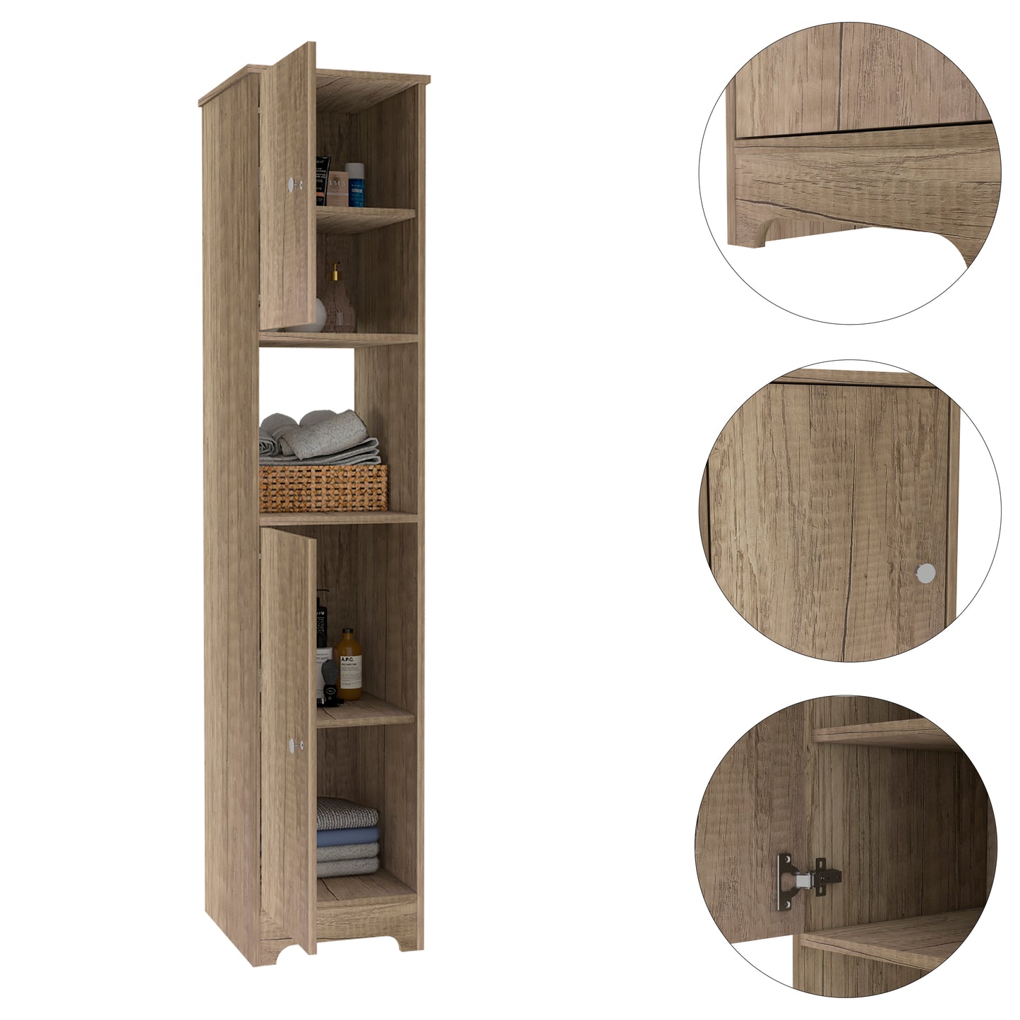 Brighton 1-Shelf Linen Cabinet Light Oak