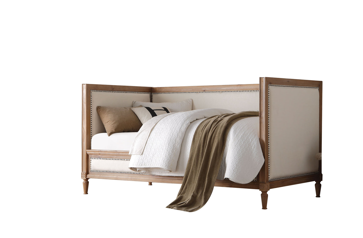 ACME Charlton Daybed in Cream Linen & Salvage Oak - Twin