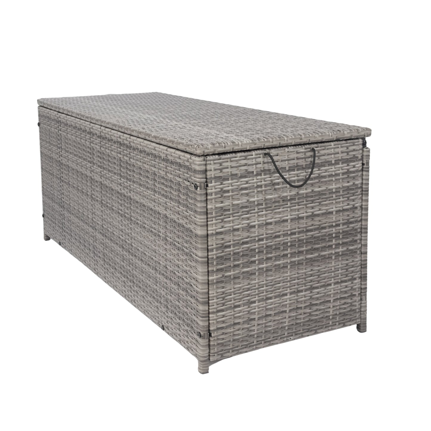 Outdoor Storage Box, 113 Gallon Wicker Patio Deck Boxes with Lid, Outdoor Cushion Storage Container Bin Chest for Kids Toys, Pillows, Towel Grey