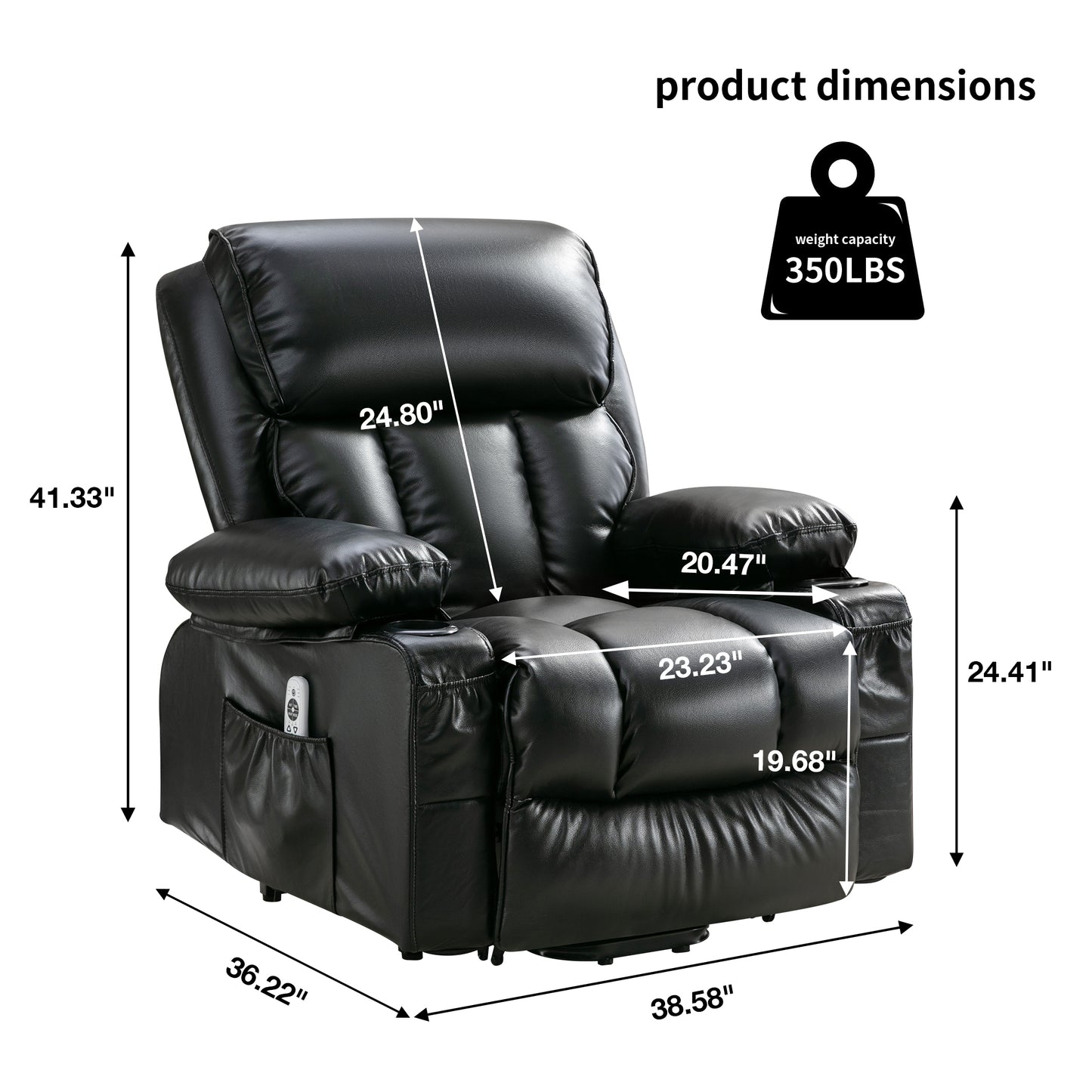 ComfortEase Ultra: The Ultimate Lift & Wellness Recliner with Heat, Massage, and Smart Features: BLACK